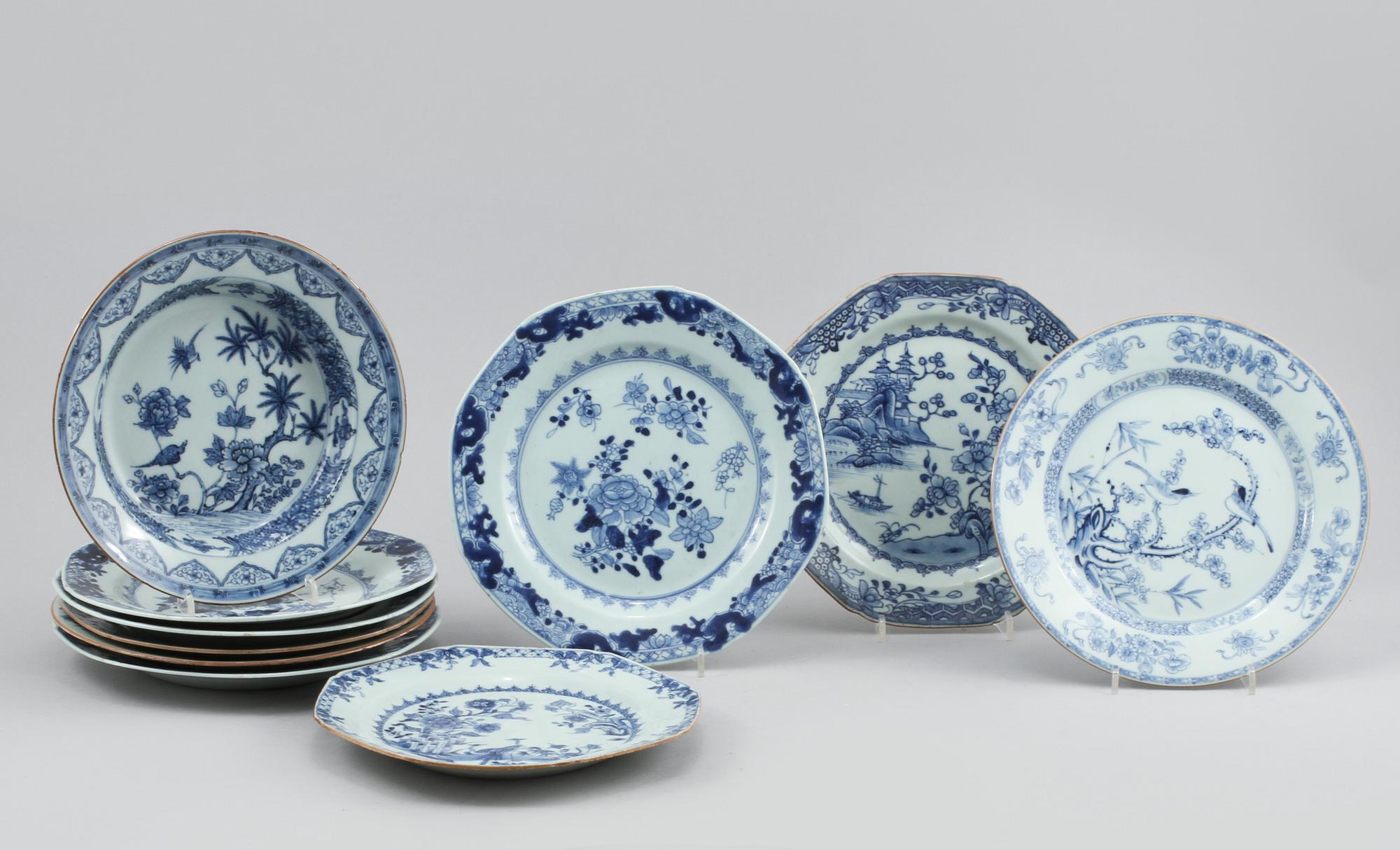 TALLRIKAR, 10 st, porslin, Kina, 1700-tal.