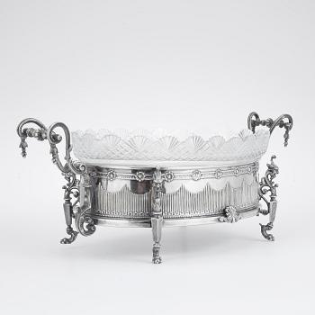 JARDINJÄR, nysilver, glas, nyrenässans, sent 1800-tal.