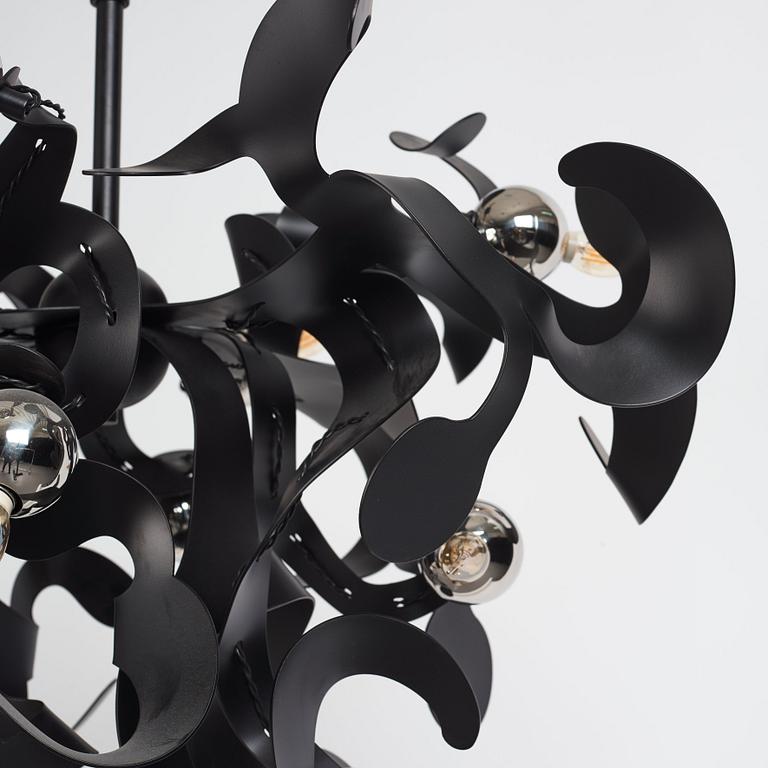 William Brand & Annet van Egmond, a black metal 'Kelp' ceiling lamp, Brand Van Egmond, 21st century.