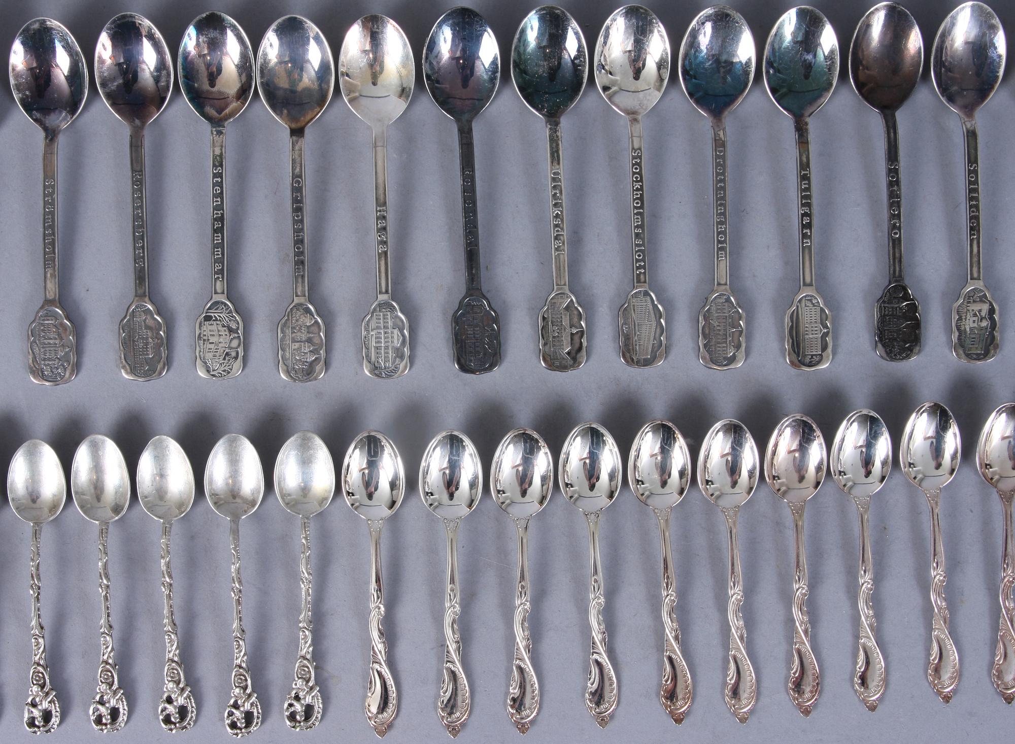 PARTI SKEDAR, 128 st, silver, mest Sverige, 1900-tal. Tot vikt 1240 g.