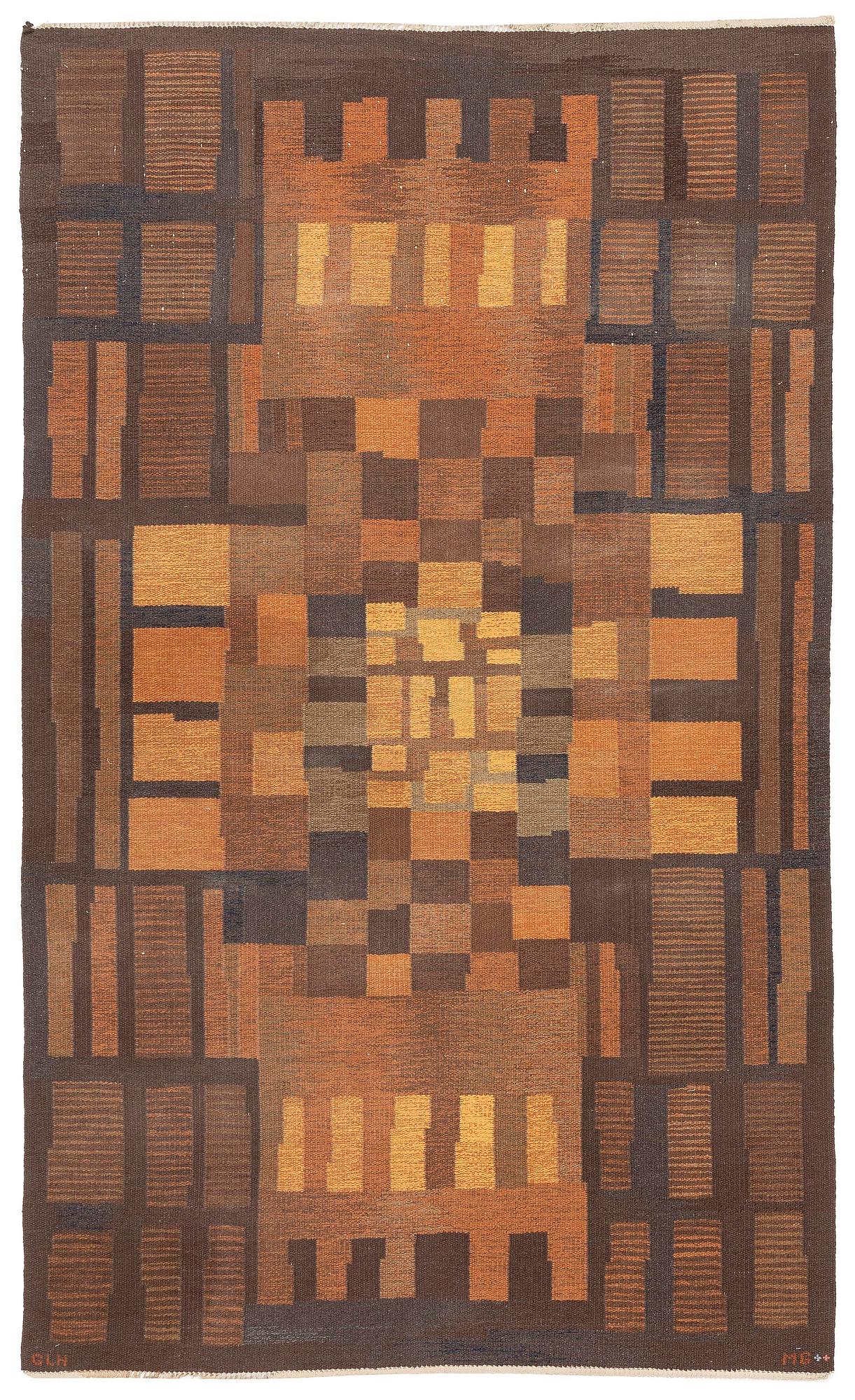 Margareta Grandin-Nettles, matta, 'Citrin', rölakan, ca 303 x 183 cm, signerad GLH MG.