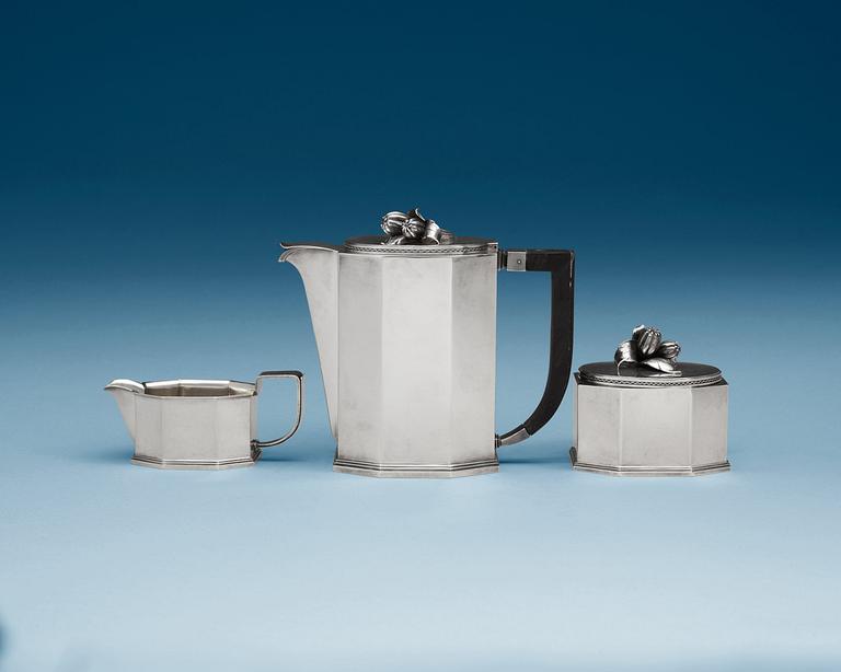 ATELIER BORGILA, kaffeservis, 3 delar, Stockholm 1944, sterling.