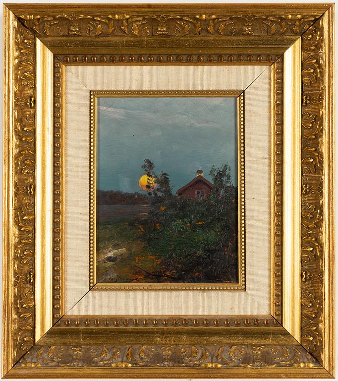 Konrad Simonsson, olja på pannå, signerad.