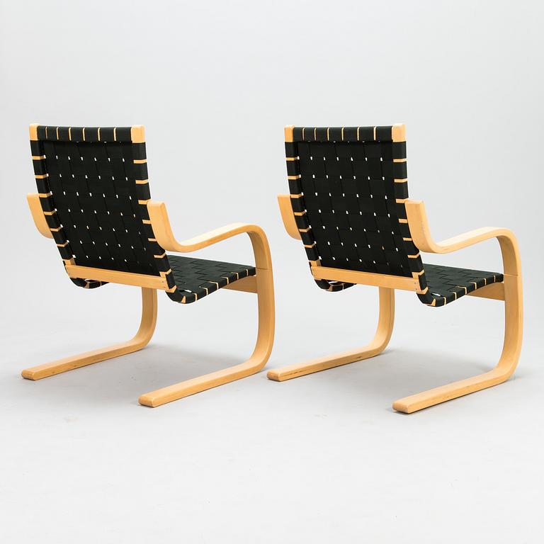 ALVAR AALTO, a pair of late 20th century '406' armchairs for Artek.