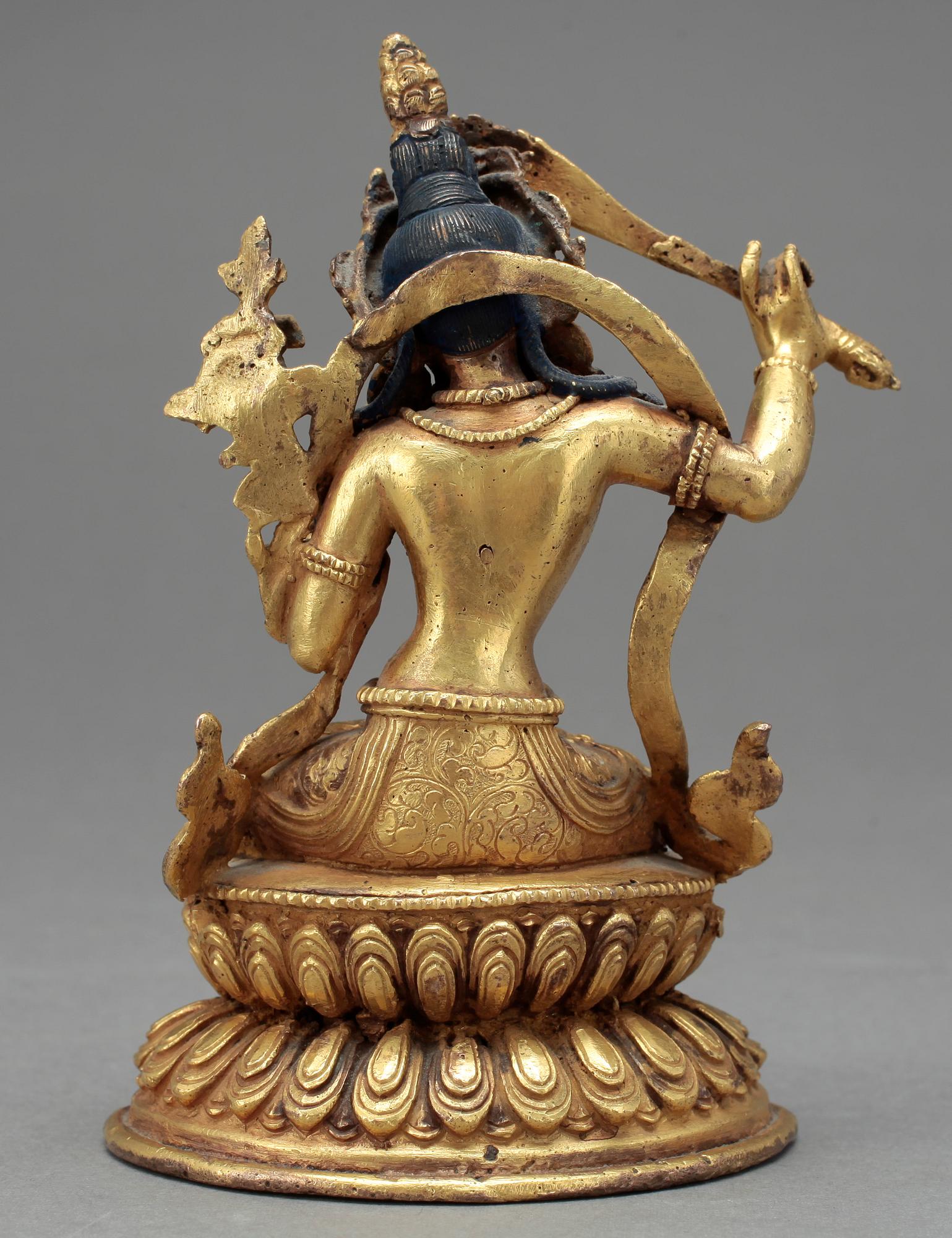 MANJUSRI, förgylld brons, Nepal ca 1900.