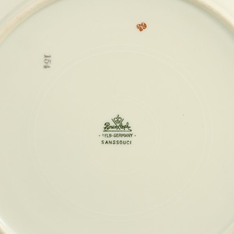 ASSIETTER, 23 st, porslin, "Sanssouci", Rosenthal, 1900-talets andra hälft.