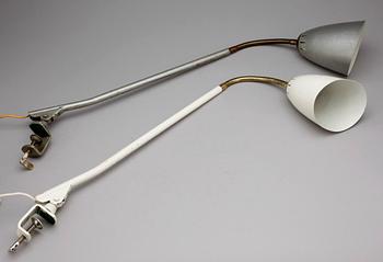 INDUSTRILAMPOR, 2 st, "BJS typ 5", Bäcklunds Järn och Smide, Skellefteå, 1940/50-tal.