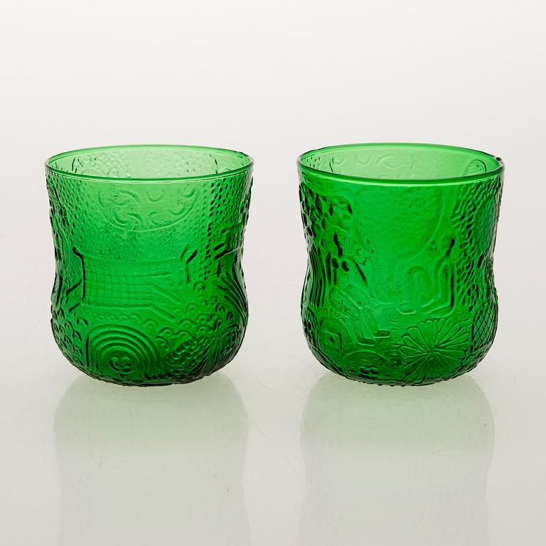 OIVA TOIKKA, SKÅL, SLEV och 5 GLAS, "Fauna", glas, Nuutajärvi/Notsjö.