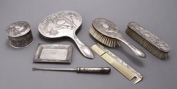 TOALETTSET, 7 delar, silver, Kina, tidigt 1900-tal.