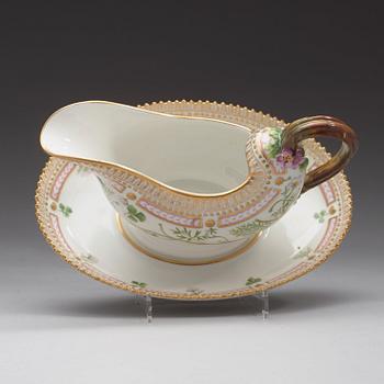 A Royal Copenhagen 'Flora Danica' sauce boat, Denmark, 20th Century.