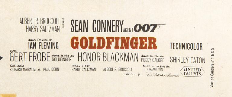 Filmaffisch James Bond "Goldfinger" Belgien 1964/65.