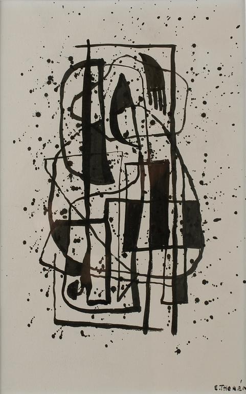 ESAIAS THORÉN, tuschteckning, signerad.