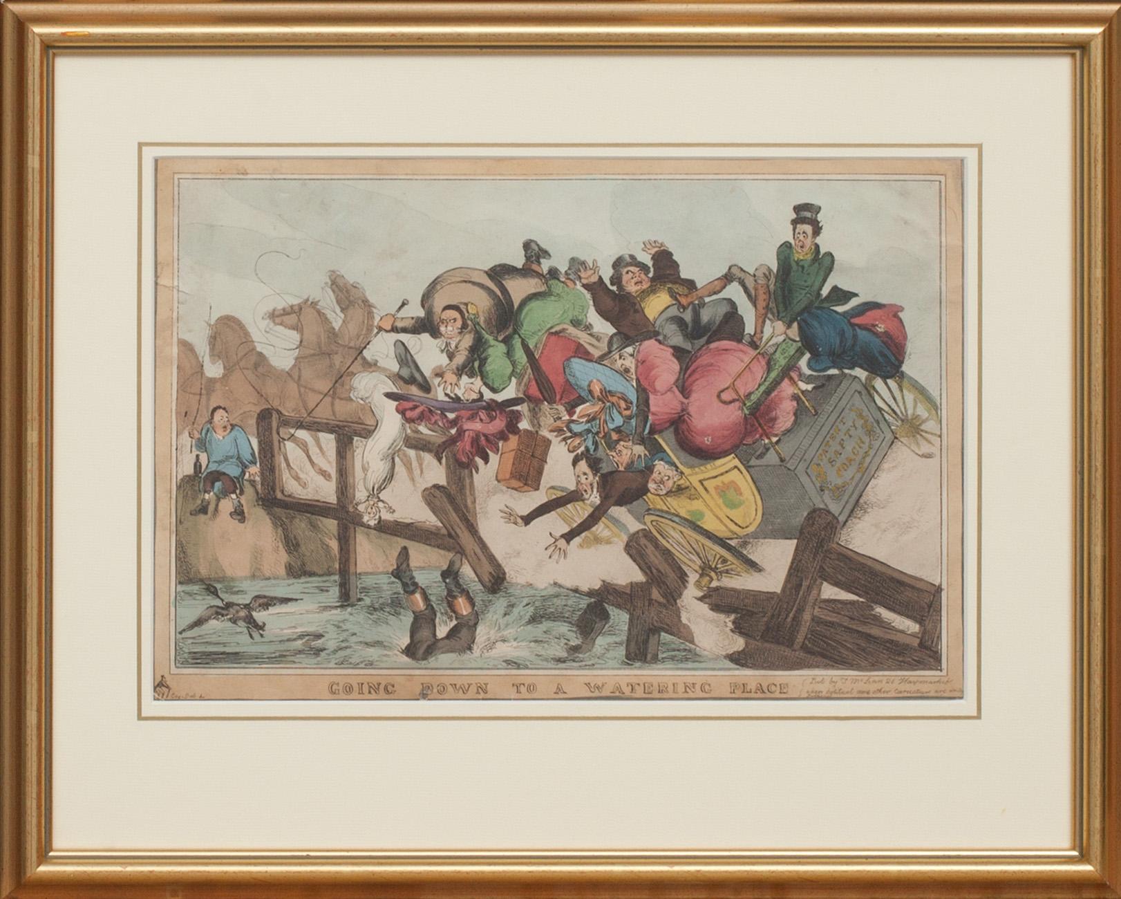 KOPPARSTICK, handkolorerat. England, 1800-tal.