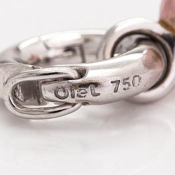 Ole Lynggaard, A silk, rose quartz, diamond 0.015 ct and 18K white gold bracelet. Denmark.