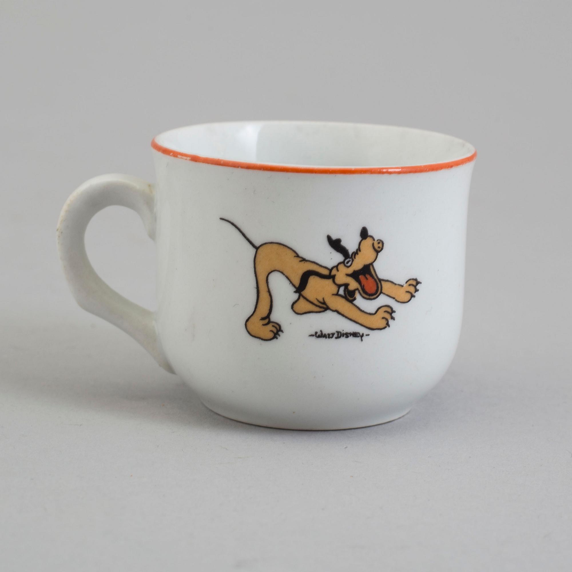 2 parts of 1932-49 children's porcelain cup and saucers by Arabia, Finland.
