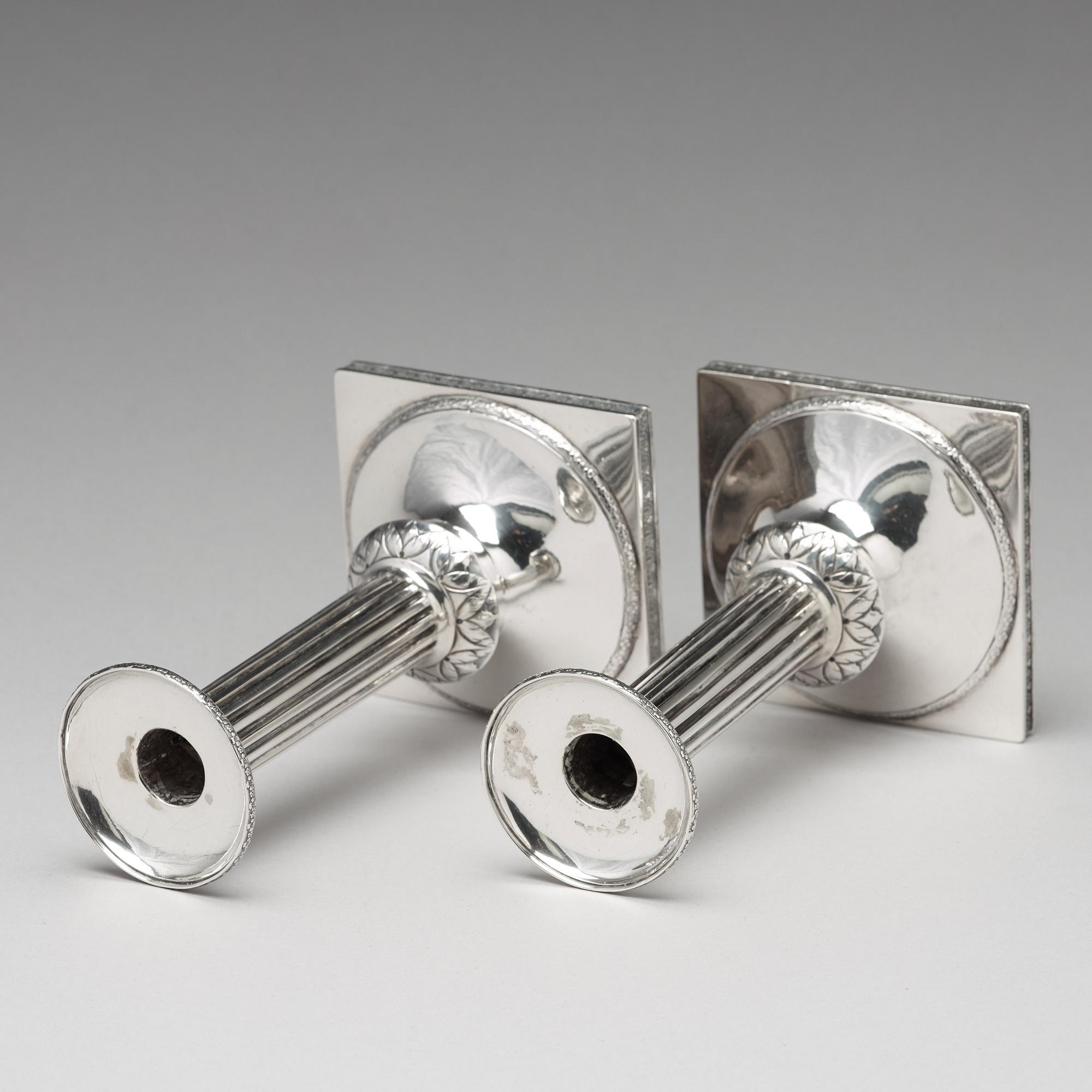 A pair of Swedish 18th century silver candlesticks, mark of Mikael Nyberg, Stockholm 1792.