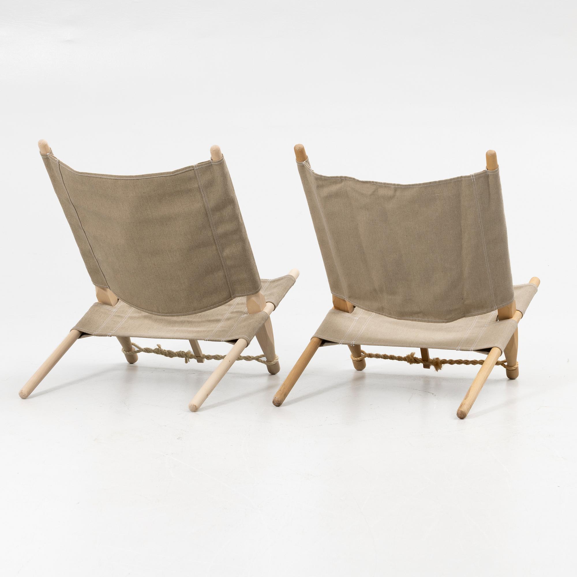 Ole Gjerløv-Knudsen, ‘OGK’ safari chairs, a pair, Skovshoved Møbelfabrik, Denmark.