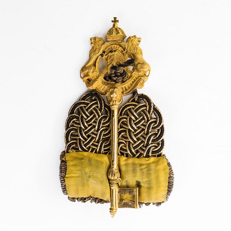 Kammarherrenyckel, brännförgylld brons, Svensk-norska unionen 1814-1905.