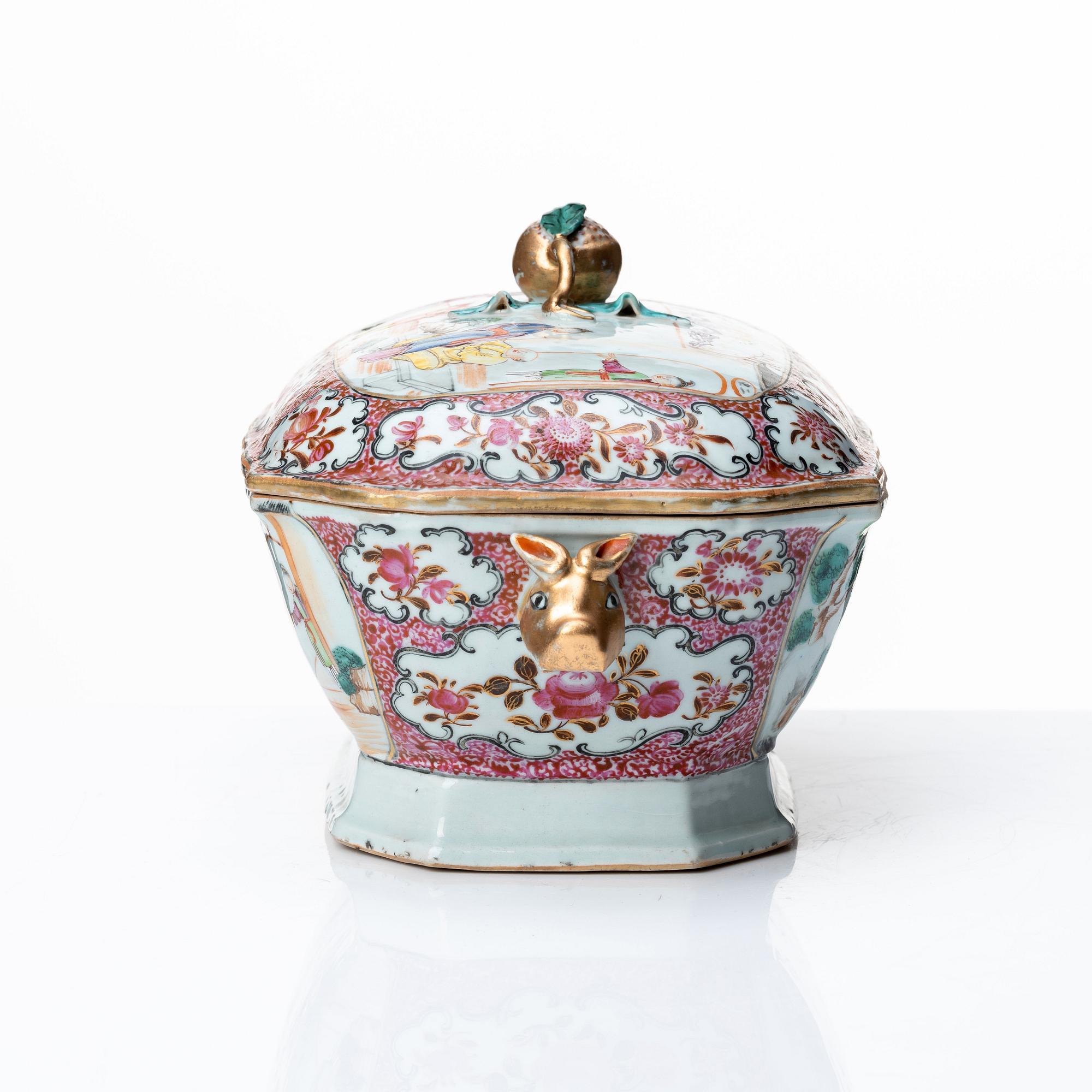 A famille rose tureen with cover, Qing dynasty, Qianlong (1736-95).