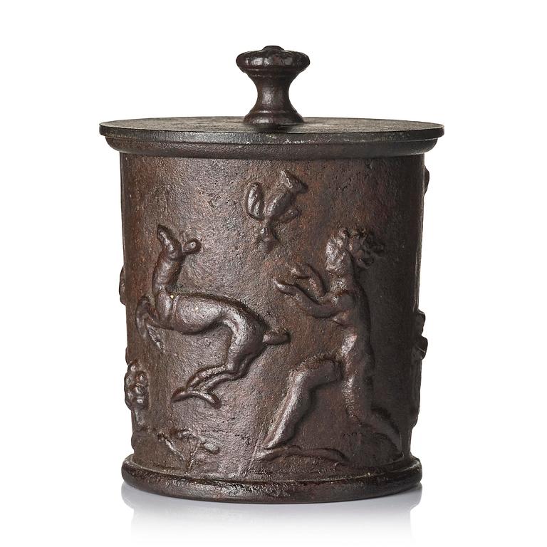 Carl Elmberg, a ”Tobaksburk N:r 1” tobacco jar with lid, Näfveqvarns bruk.