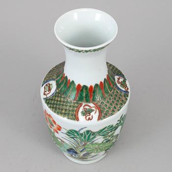 A Chinese famille verte vase, 20th century,