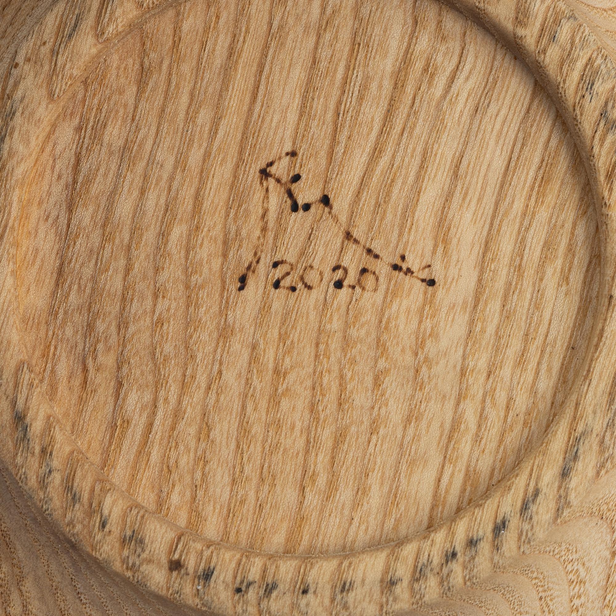 Magnus Ek, a set of four ash wood serving plates for Oaxen Krog, 2020.