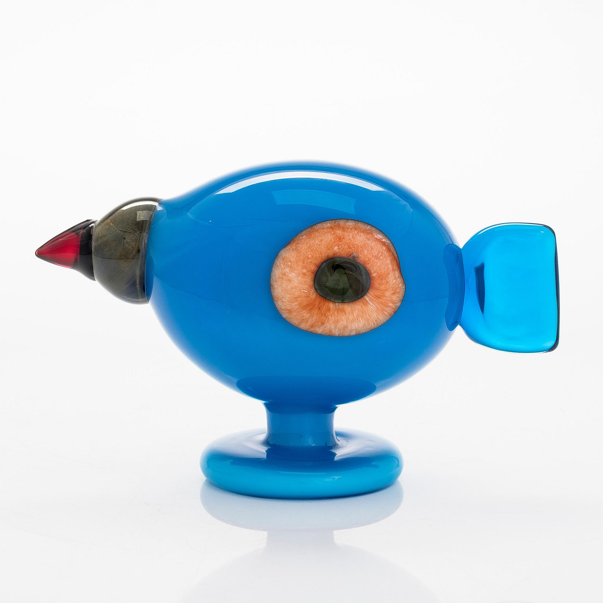 Oiva Toikka, glasfågel, signerad O. Toikka, Nuutajärvi 2005.