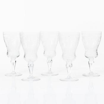 Vicke Lindstrand, rödvinsglas, 5 st, "Dalecarlia", Kosta Boda.