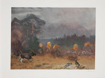 LINDORM LILJEFORS, mapp med 5 st färglitografier, signerade och numrerade H.C. XXXVI/XL, 1976-1977.