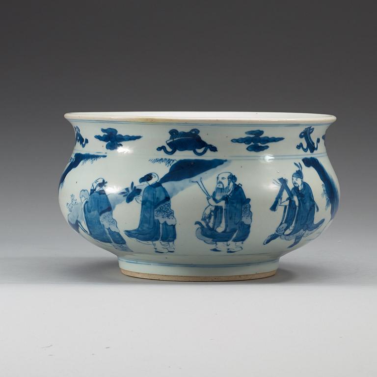 A blue and white censer, Qing dynasty, Kangxi (1662-1722).