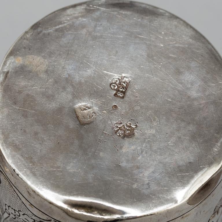 Four Russian 18th century silver beakers.