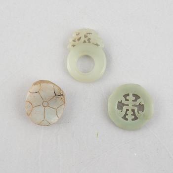 A group of five Chinese stone charms, 20th century.