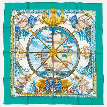 Hermès, two twill silk scarves.