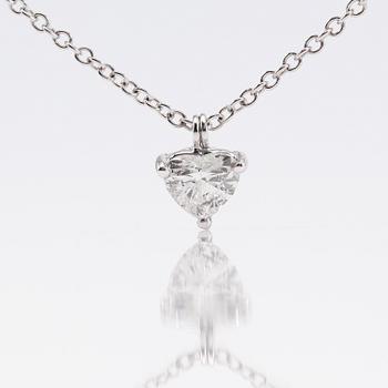 HÄNGE MED KEDJA, 18K vitguld, hjärtslipad diamant ca 0.72 ct.