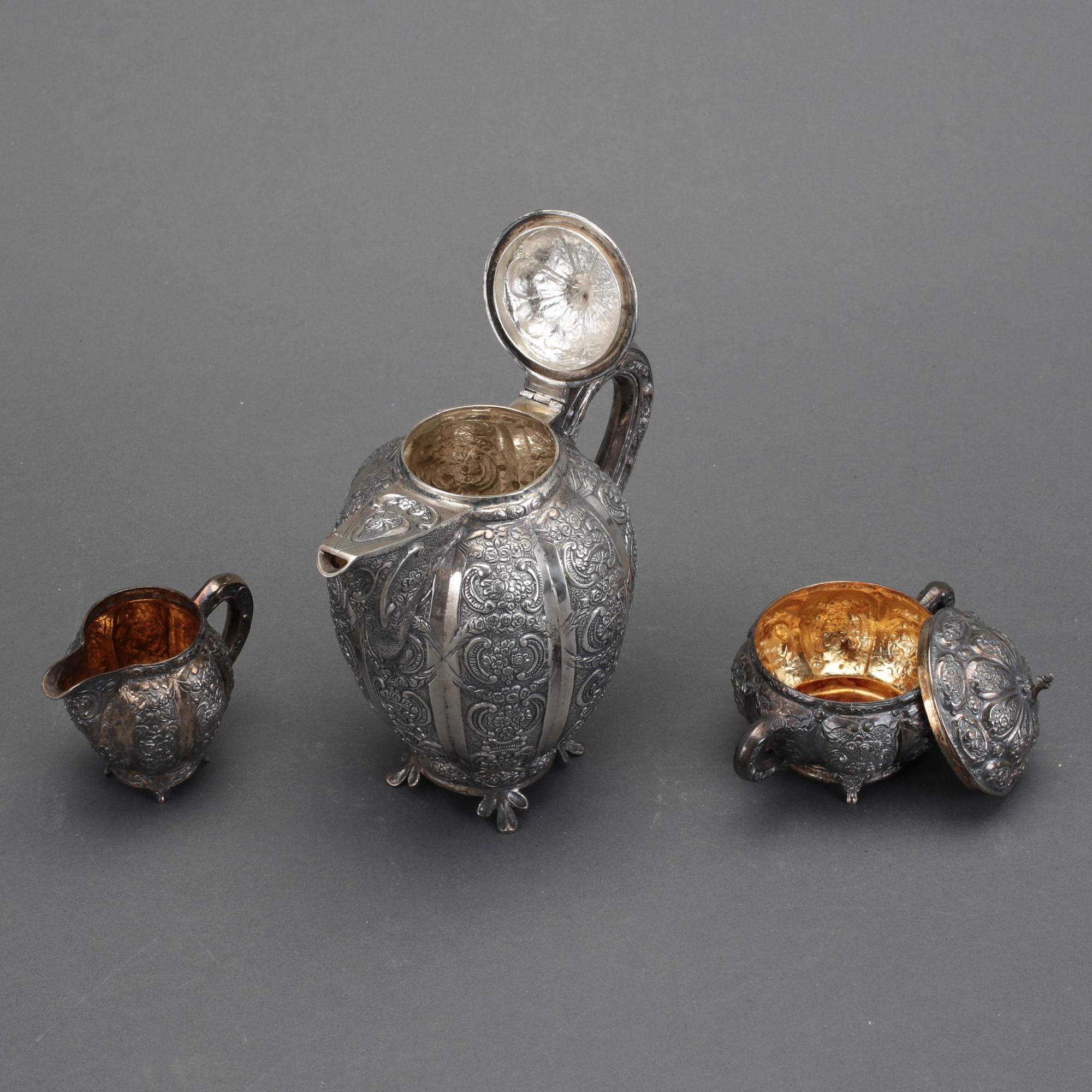 KAFFESERVIS, 3 delar, silver, Helsingfors, Finland, 1957. Vikt ca  724,3 gram.