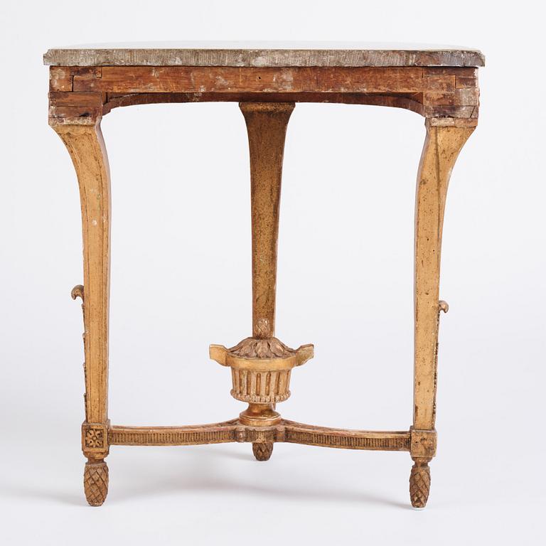 A Gustavian giltwood console table, late 18th century.