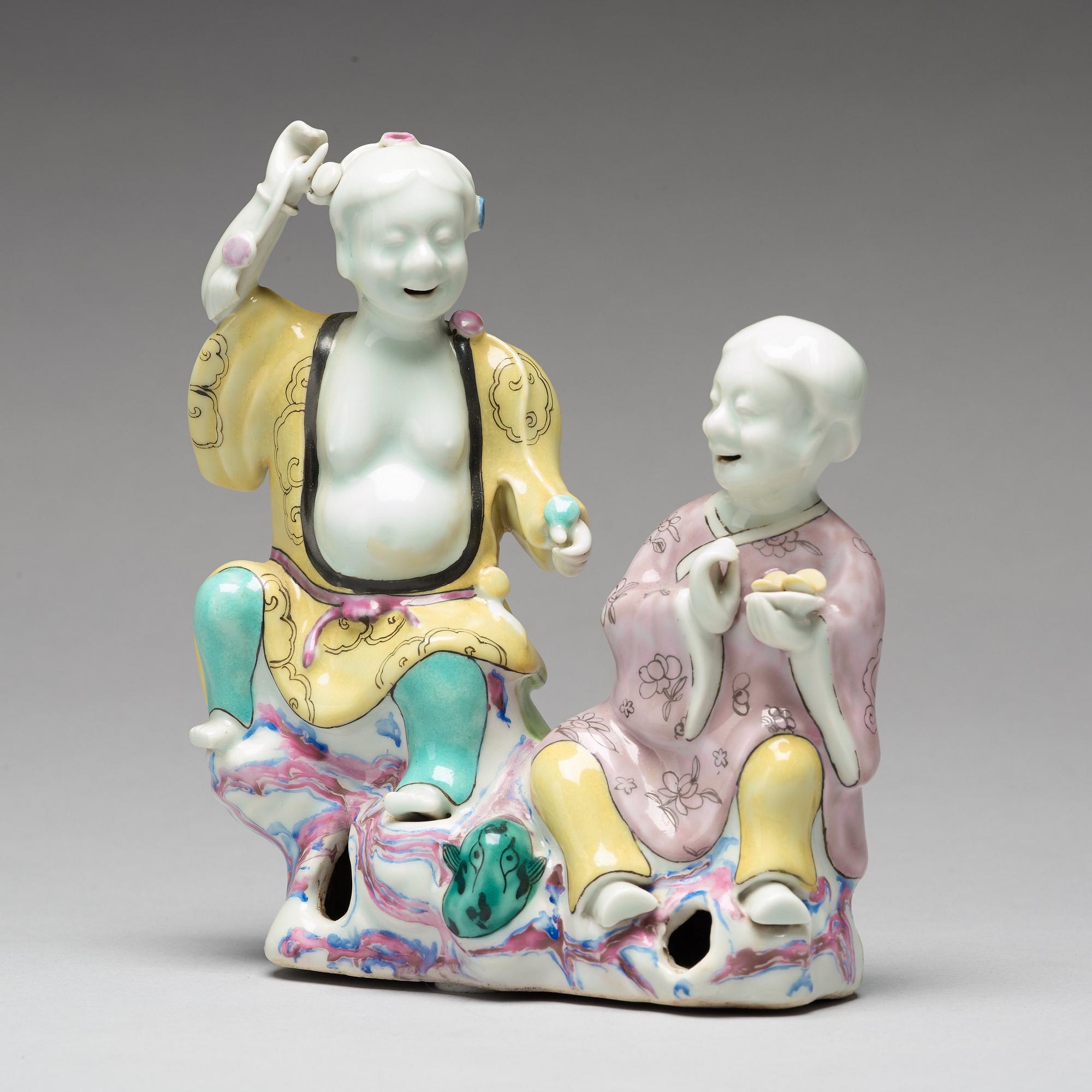 A famille rose figure group of immortals, Qing dynasty, 18th century.