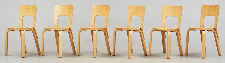 STOLAR, 6 st, modell 66, Alvar Aalto, 1950-tal.