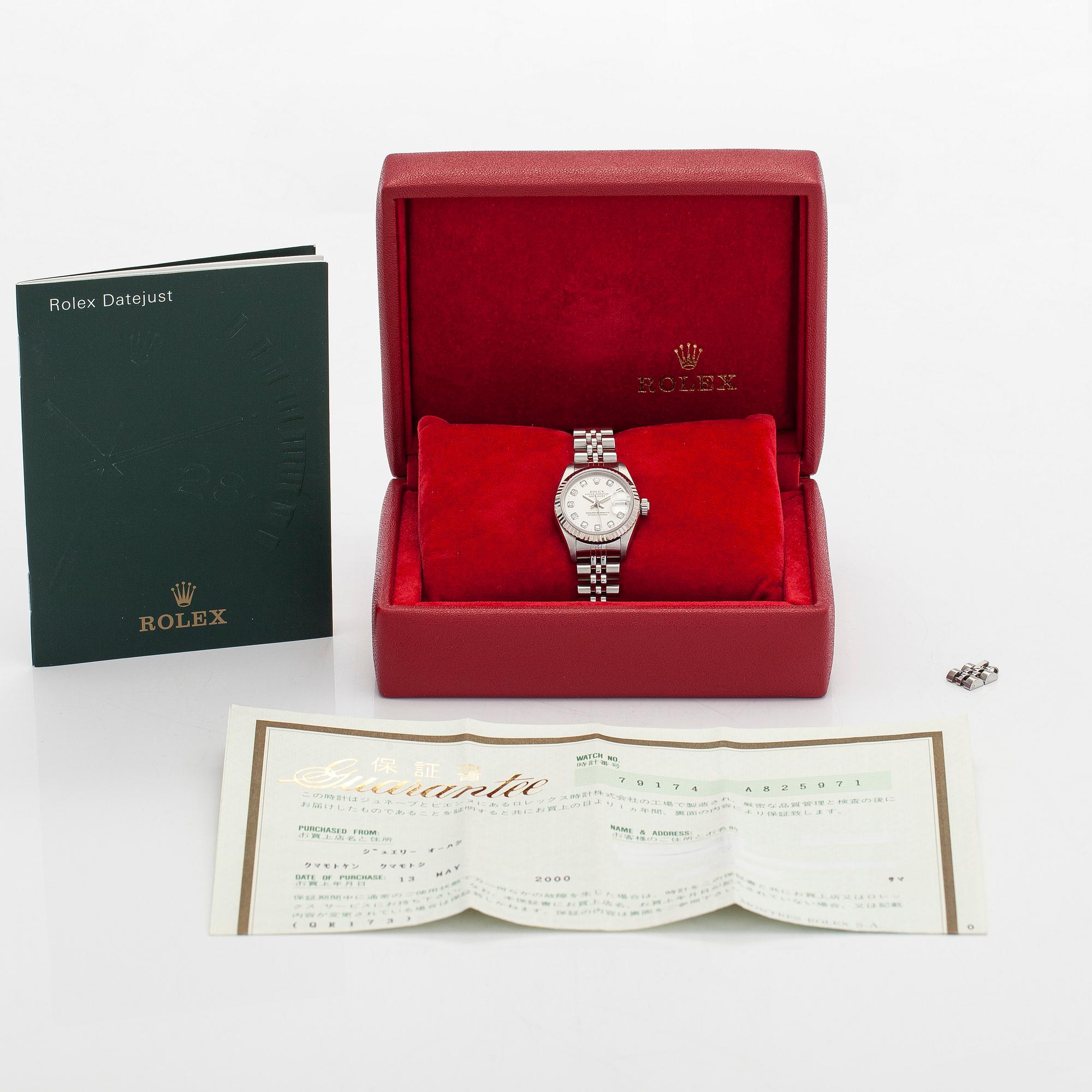 Rolex, Oyster Perpetual, Datejust, "Diamond Dial", rannekello, 26 mm.