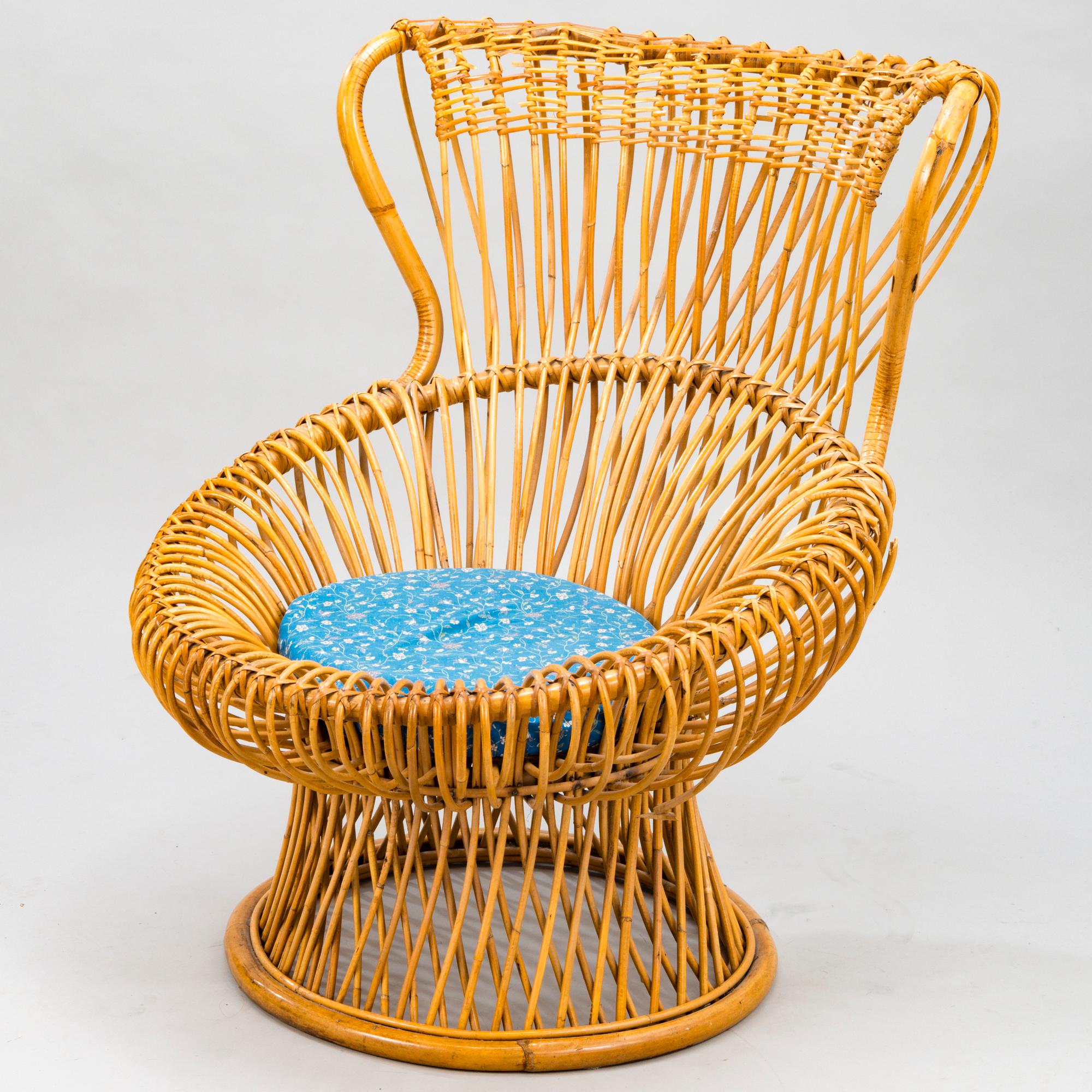 FRANCO ALBINI & GINO COLOMBINI. "Margherita" stol, 1951, rotting, H 90 cm x B 75 cm, D 83 cm, Tillverkare Bonacino.