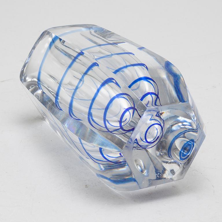 a glass vase for Kosta, signed B and dated 1944.