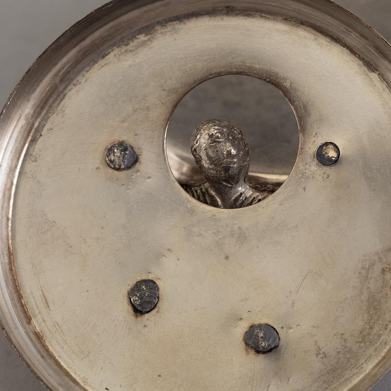 MANSCHETTKNAPPSASK, vitmetall, "Orginell", Widerholm & Dahlberg, Eskilstuna. 1930/40-tal.