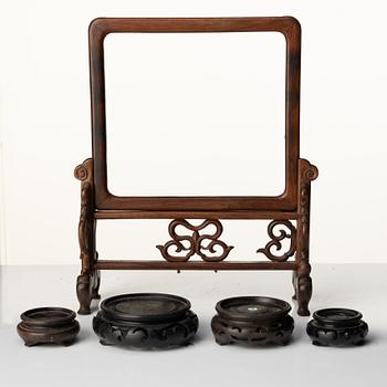 A group of Chinese wooden stands, late Qing dynasty and 21st century.