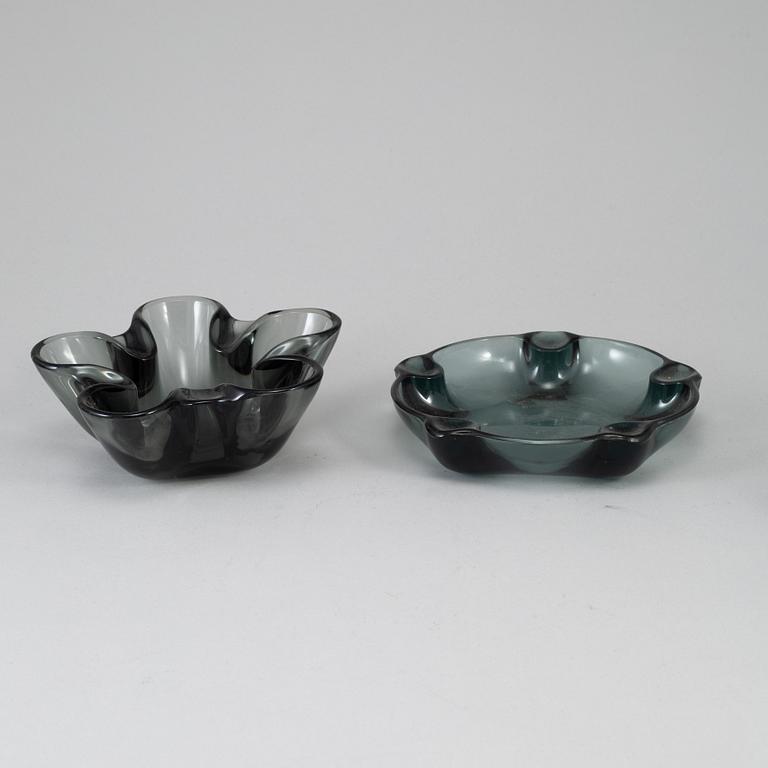 WILHELM WAGENFELD, ashtrays, ”Faktotum”,  ”Corona”, "Ascher",  for Vereinigte Lausitzer Glaswerke.