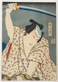 Toyohara Kunichika, two woodblock prints.