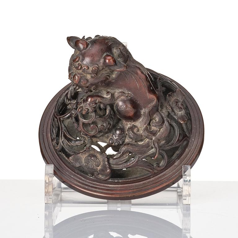 A Japanese insence burner with cover and liner, 19th Century.