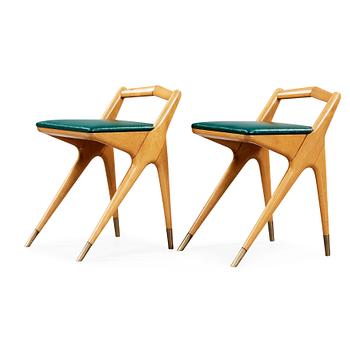 A pair of maple stools attributed to Carlo di Carli, Italy 1950's.