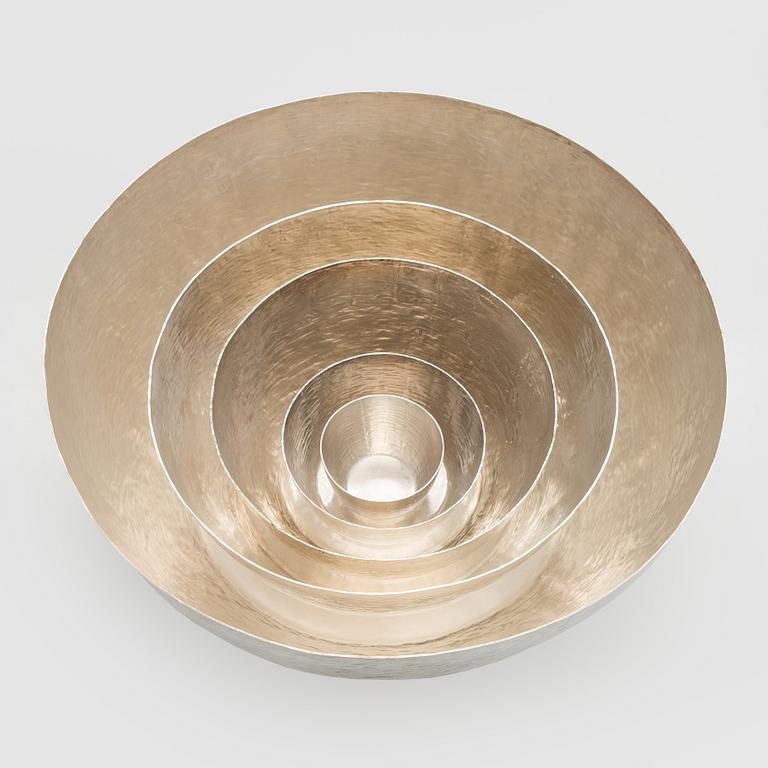 Tapio Wirkkala, A set of five silver bowls, Kultakeskus, Hämeenlinna 1970, 1971, 1978, 1979 and 2006.