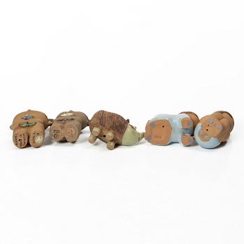 Lisa Larson, five stoneware figurines, Gustavsberg, Sweden.