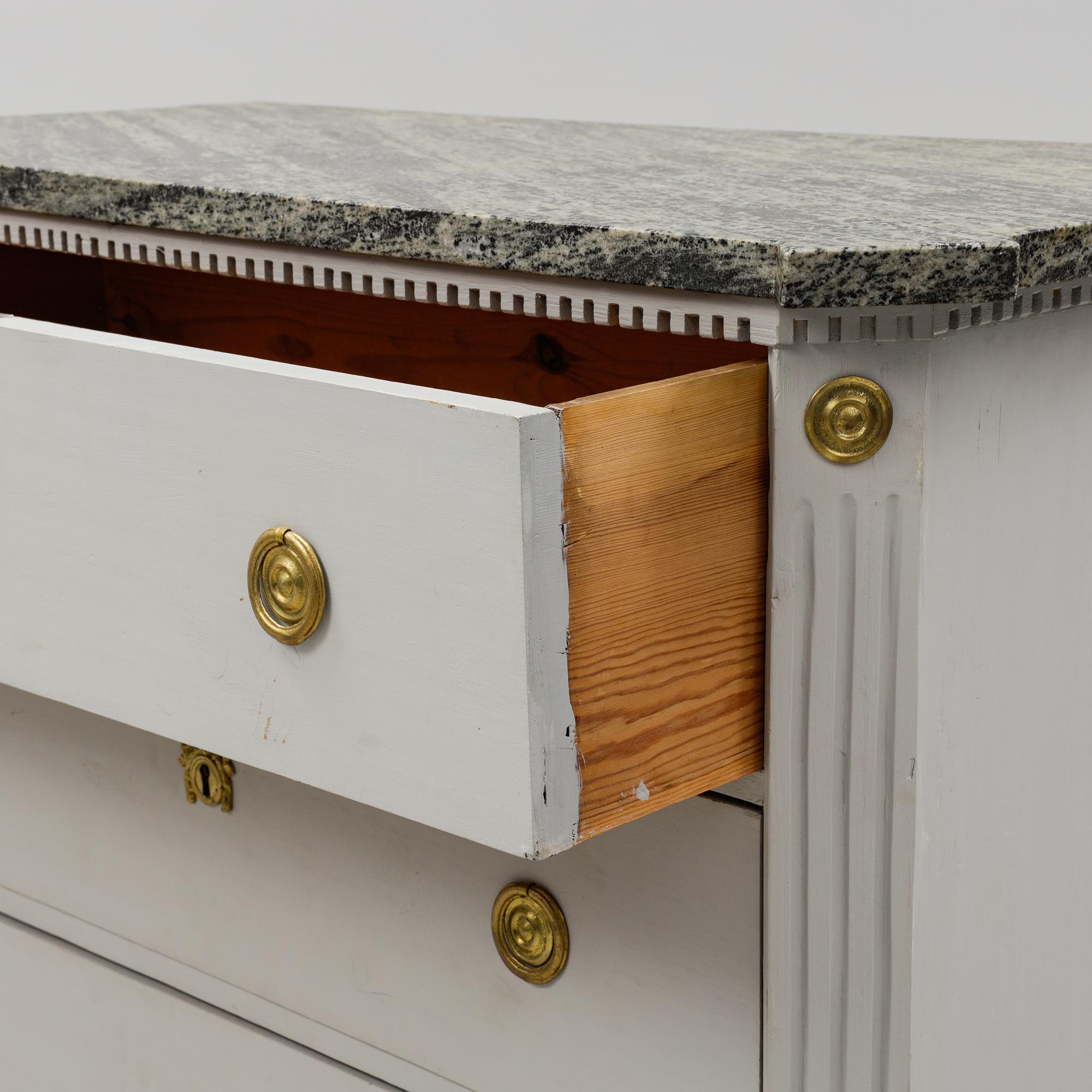A gustavian style chest of drawers, late 19th Century.